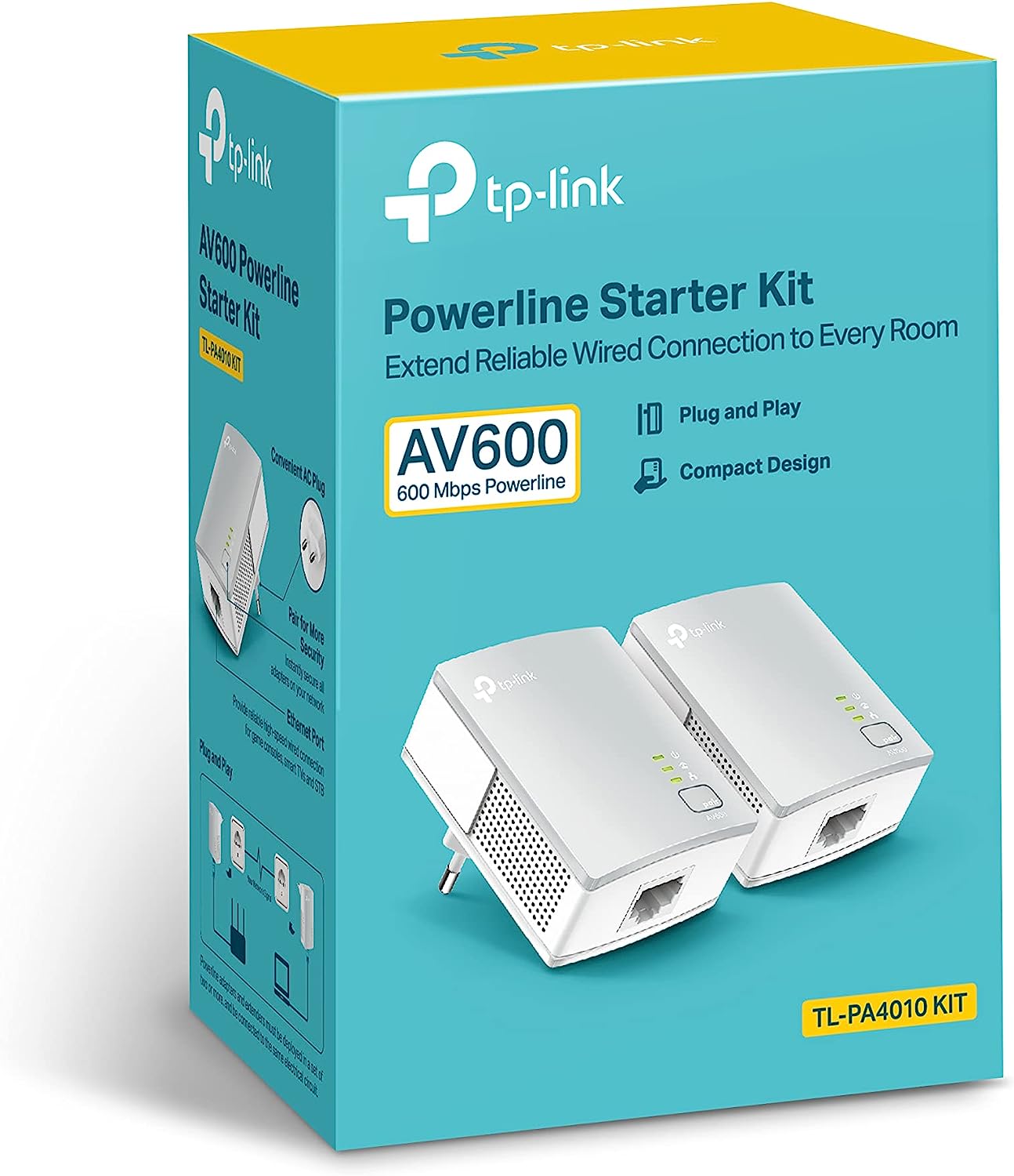 Powerline | Kit 2 Adap TP-Link 600Mbps S/tomada